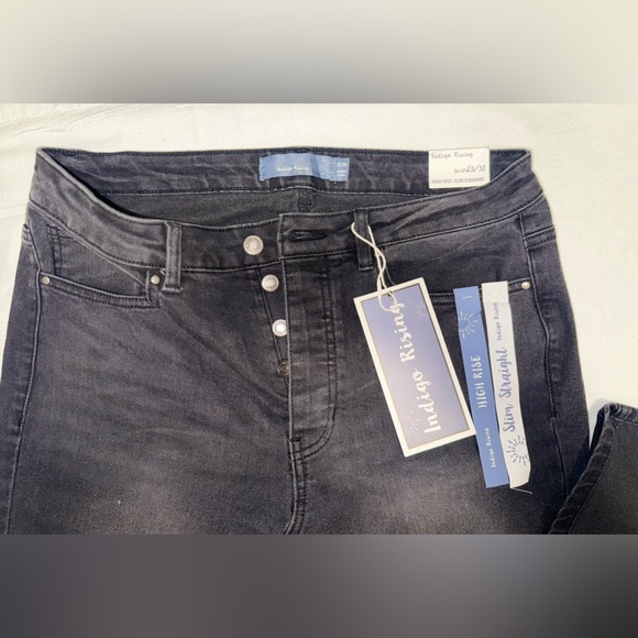 NWT INDIGO JEAN HIGH RISESLIM STRAIGHT RELAXED LEG STRETCH SIZE 13/31 - Picture 2 of 5